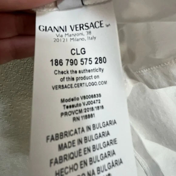 Versace Collection White T-Shirt Metallic Gold Logo - Picture 5 of 7